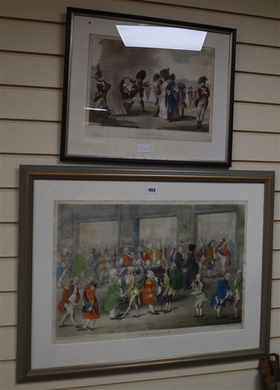 Henry Bunbury, coloured engraving, A Camp Scene, 30 x 40cm and a restrike of The Bengal Levee, 42 x 61cm